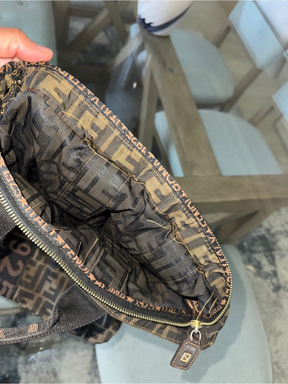 FENDI ZUCCA CANVAS Vintage 1925 Zip Tote Brown - Picture 9 of 11